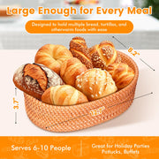ZAMQIU Bread Warmer Basket with Terracotta Stone, 12.7 x 8.2 Inch Oval, Brown