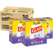 OdorShield Tall Kitchen Drawstring Trash Bags by Glad – 13 gallons, Plastic, White, Pack of 240, Model 78902CT