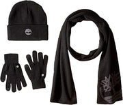 Timberland Double Layer Scarf, Cuffed Beanie & Magic Glove Gift Set Accessory, black, One Size