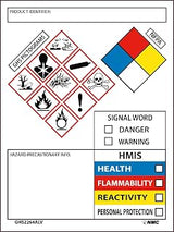 National Marker GHS2264ALV GHS Secondary Container Label, White,