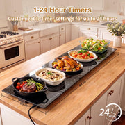 KAZRBEP Modular Warming Tray, 5 Panel Expandable, Black Tempered Glass