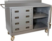 Durham 16 Gauge Welded Steel Mobile Cabinet with 4 Drawers and Lockable Storage Compartment, 2221-95,1 Shelf