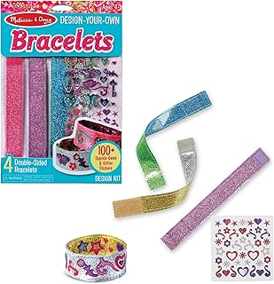 Melissa & Doug Design-Your-Own Bracelets with 100+ Sparkle Gem & Glitter Stickers, Kids Snap Bracelets, Stickers & Jewelry Crafts, Preschool Toys for Girls & Boys Ages 4+