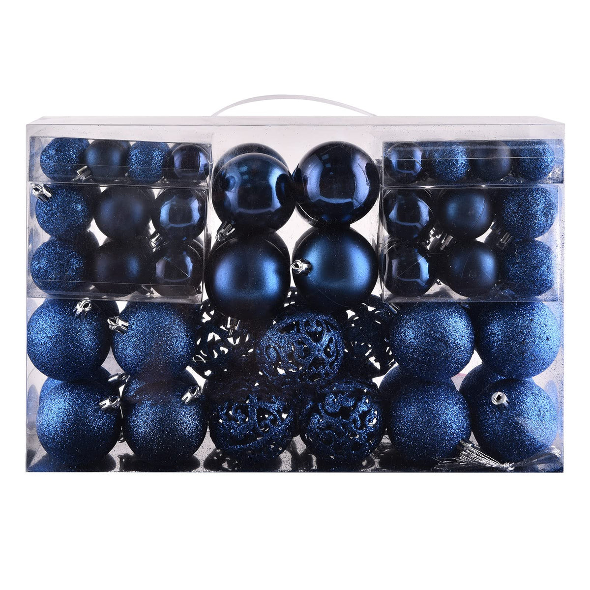 Goodlyghts Christmas Ball Ornaments, Shatterproof Plastic, Assorted Sizes in Deep Blue