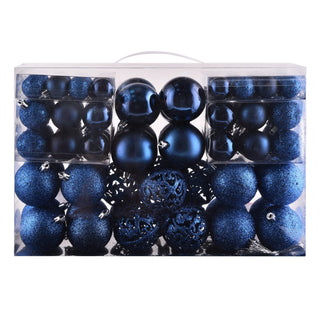 Goodlyghts Christmas Ball Ornaments, Shatterproof Plastic, Assorted Sizes in Deep Blue