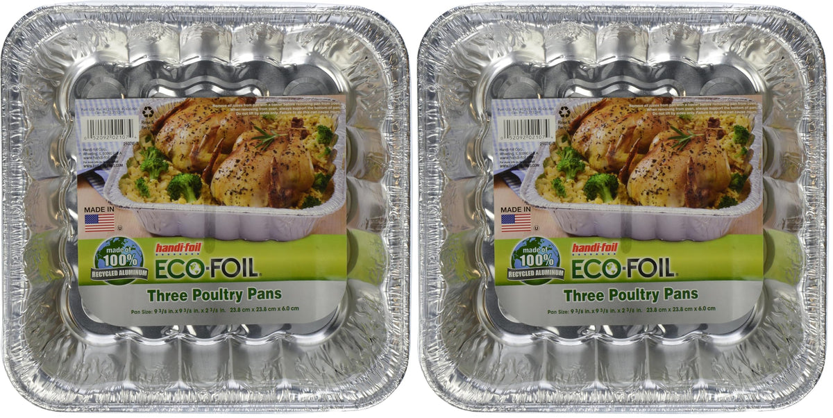 Poultry Pans by Handi-Foil – 3 Count (Pack of 2), Aluminum, Plateado, Model 632961