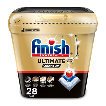 Ultimate Dishwasher Detergent- 28 Count - With CycleSync™ Technology - Dishwashing Tablets - Dish Tabs by Finish – 28 Count (Pack of 1), Black, Model 5170099827