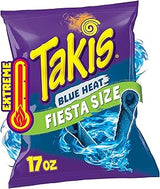 Takis Blue Heat Rolled Tortilla Chips, 17oz Bag | Extremely Spicy Hot Chili Pepper Flavor, Corn Snack Chips, Big Party Size for Sharing at Fiestas and Cook-Outs