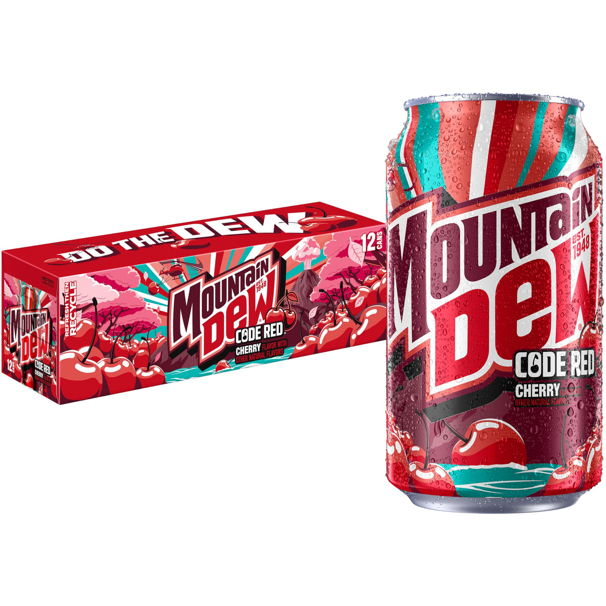 Soda, Code Red, 12oz Cans (12 Pack) by Mountain Dew – 12 Fl Oz (Pack of 12), Pack of 12, Model mountaindewredcode12
