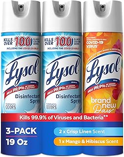 Lysol Disinfectant Spray, Sanitizer, Crisp Linen & Mango, 19 oz, 3 Pack