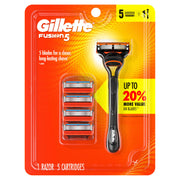 Gillette 1 Count (Pack of 1) / 1 Razor + 5 Refills / Black Cartridge Razors