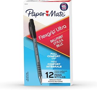 Paper Mate Flexgrip Ultra Stick Medium Point Ballpoint Pen, 12-Count