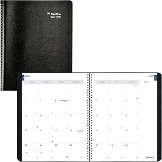 Blueline Essential Academic Monthly Planner, 14 Months, July 2023 to August 2024, Twin-Wire Binding, Soft Vicuana Cover, 11" x 8.5", Black (CA701.BLK-24)