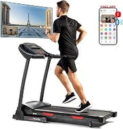Sunny Health & Fitness Smart Adjustable Incline Treadmill with Folding Deck