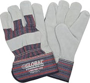 Global Industrial Leather Palm Safety Gloves with 2-1/2" Safety Cuff, Large, 1 Pair, Lot of 12