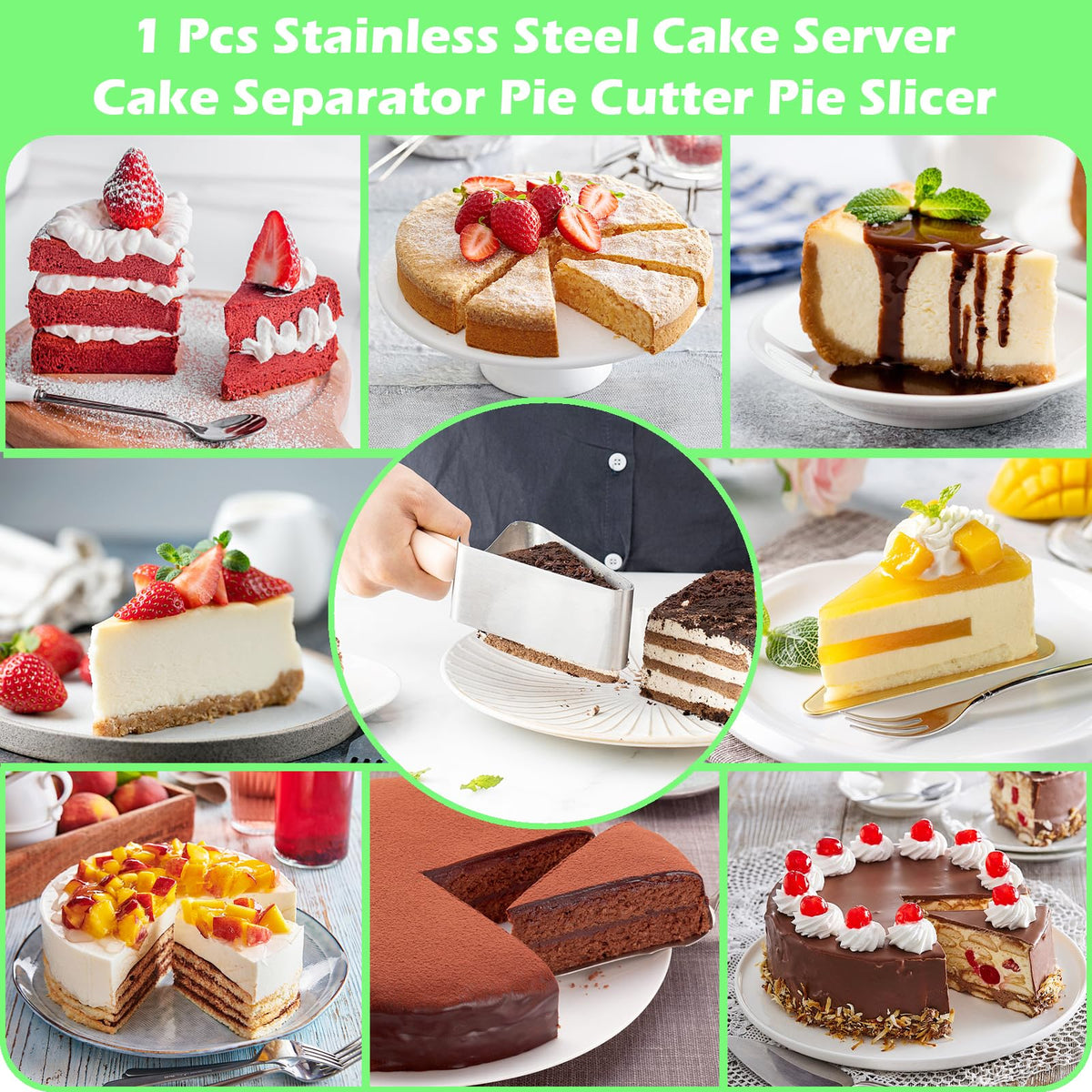 Suuker Cake Divider Tool, Stainless Steel Adjustable Slicer, Silver 5 Inch