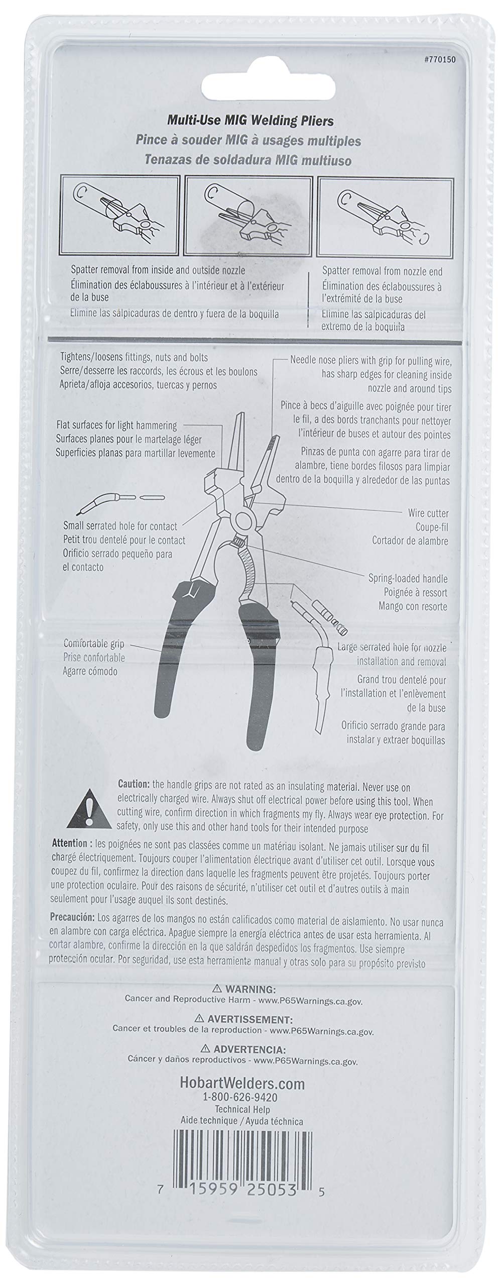 MIG Multi-Function Welding Pliers by Hobart – Small, Gray, Model 770150