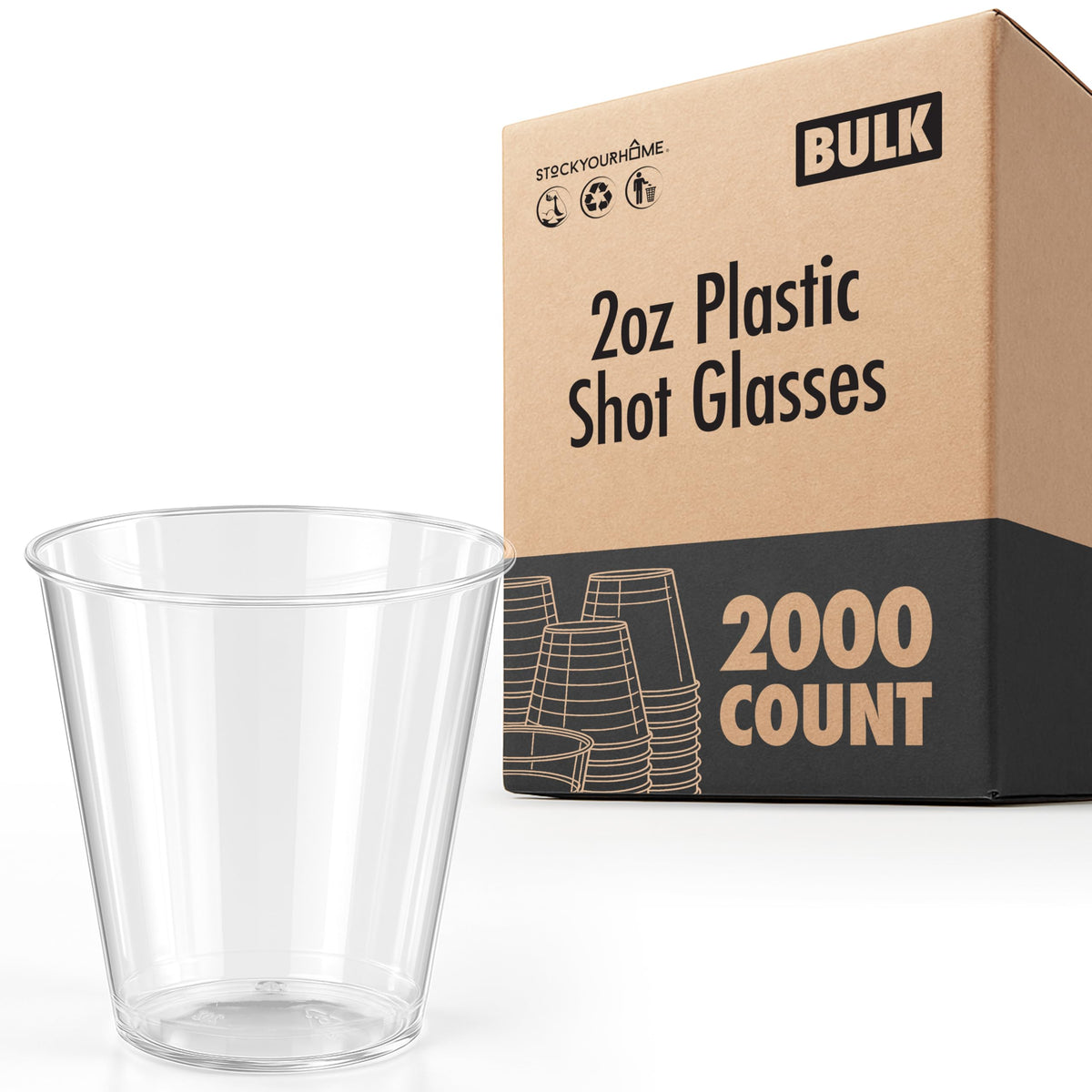 Stock Your Home 2000 Pack / 2.0 ounces / Stock Your Home 2-oz Disposable Clear Plastic Shot Glasses (1000 Pack) Shot Glasses