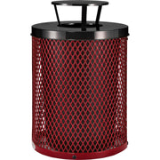 Outdoor Diamond Steel Trash Can with Rain Bonnet Lid by Global Industrial – Steel, Red, Model 261926RD
