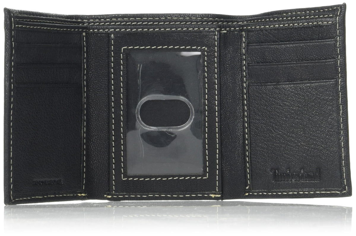 Men's Genuine Leather Rfid Blocking Trifold Wallet by Timberland – One Size, Leather, Black, Model D97018/08A