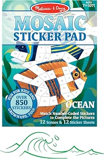Melissa & Doug Mosaic Sticker Pad Ocean Animals (12 Color Scenes to Complete with 850+ Stickers)