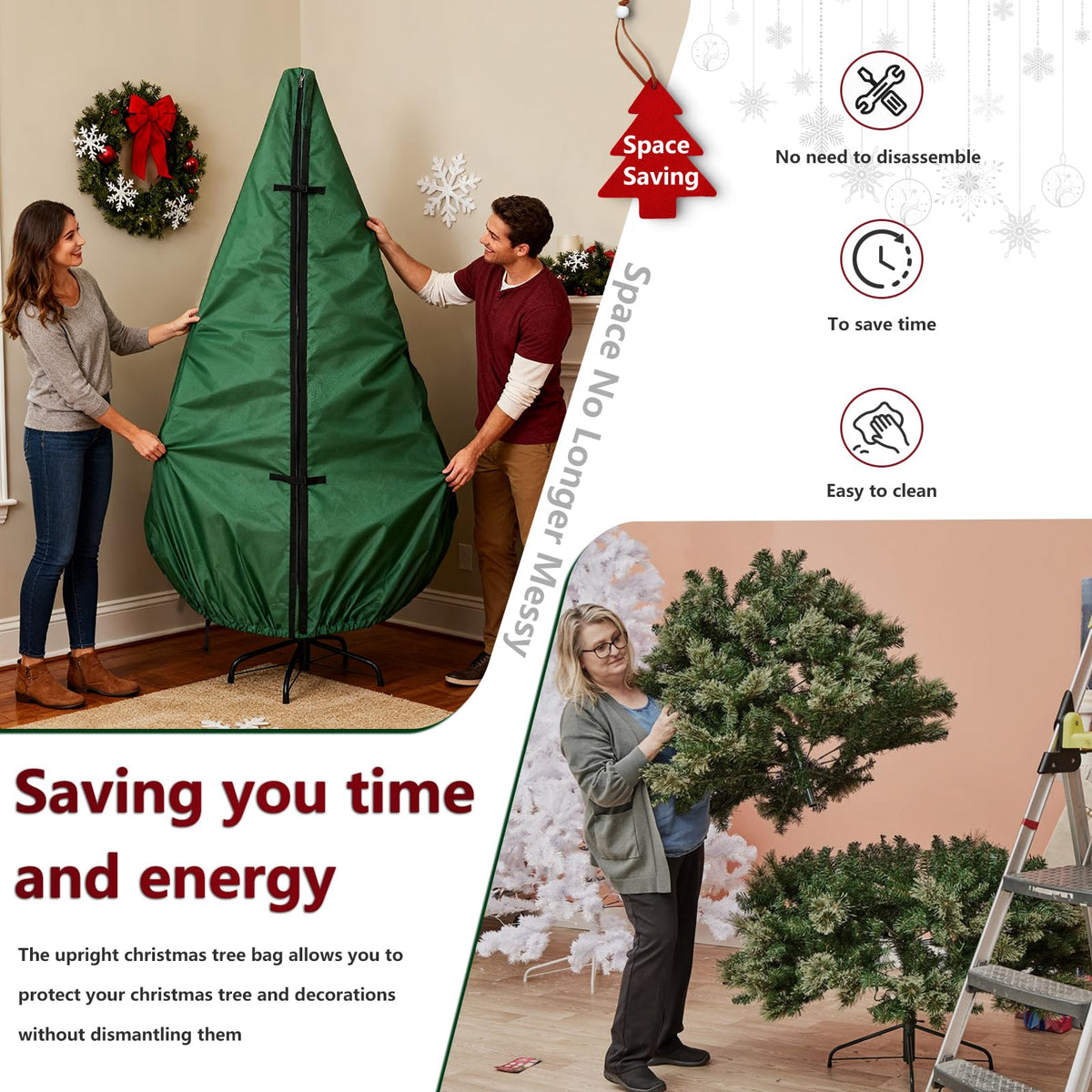 Hadisi Artificial Tree Storage Bag, Upright Design, Green, 7.5 Ft
