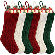 Doitory Christmas Stockings, Knitted Acrylic, 6 Pack in Red White Green