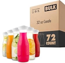 Plastic Juice Carafe with Lids Set of 72 32oz Clear Carafes for Drinks Water Milk Pantry Storage and Mimosa Bar by Stock Your Home – 32 ounces, Model Stock Your Home 3382_Case