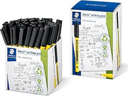STAEDTLER Noris Writing Pen, 50ct, Fineliner 0.6mm Tip, Black, Water-based Ink, Dry Safe, For school or office note taking, hand writing, drawing, journaling, and scrapbooking