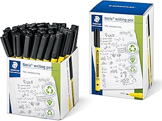 STAEDTLER Noris Writing Pen, 50ct, Fineliner 0.6mm Tip, Black, Water-based Ink, Dry Safe, For school or office note taking, hand writing, drawing, journaling, and scrapbooking
