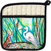 Egret in Marsh Pot Holder - 9x9