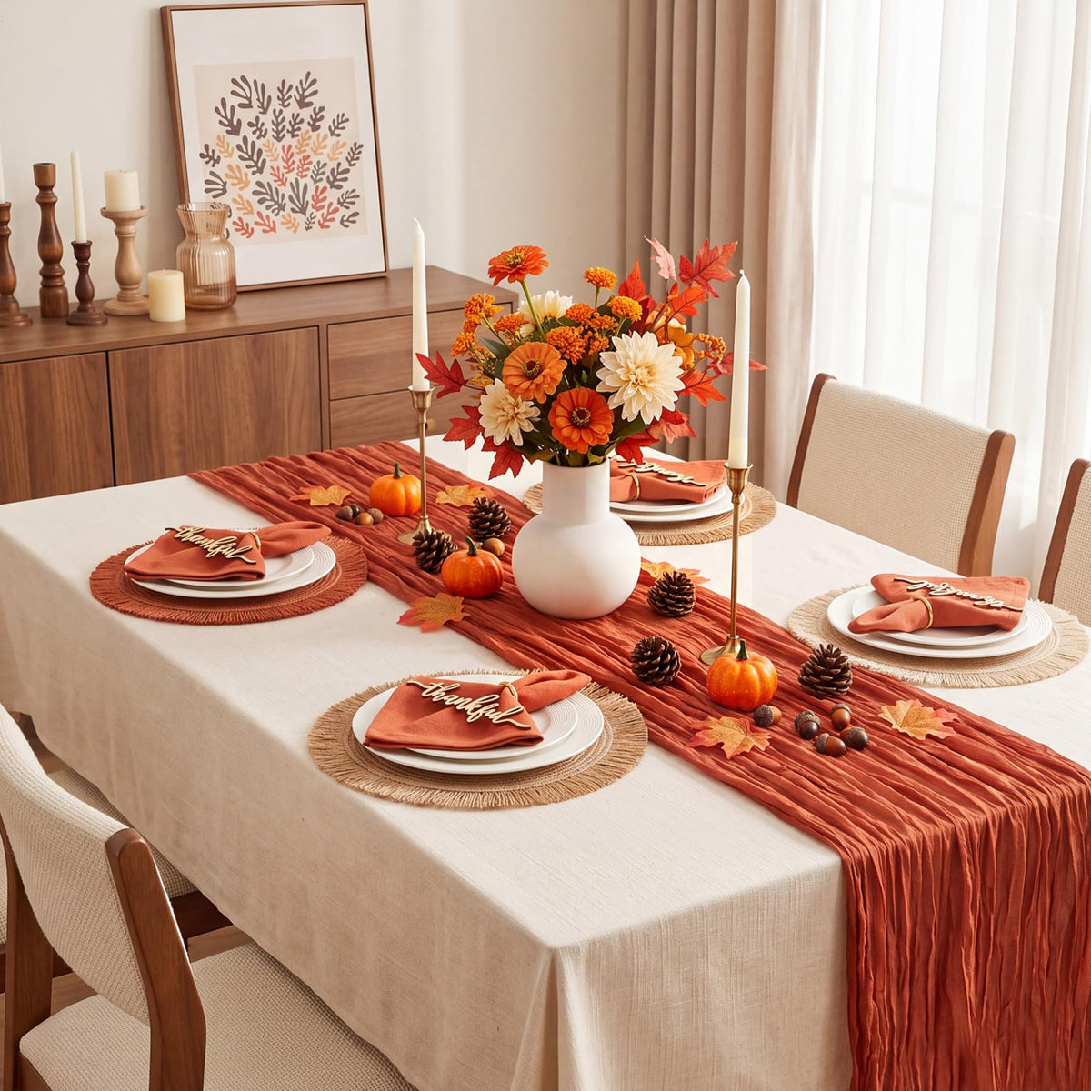 Batiyeer Thanksgiving Table Setting Kit, 71 Pieces, Terracotta
