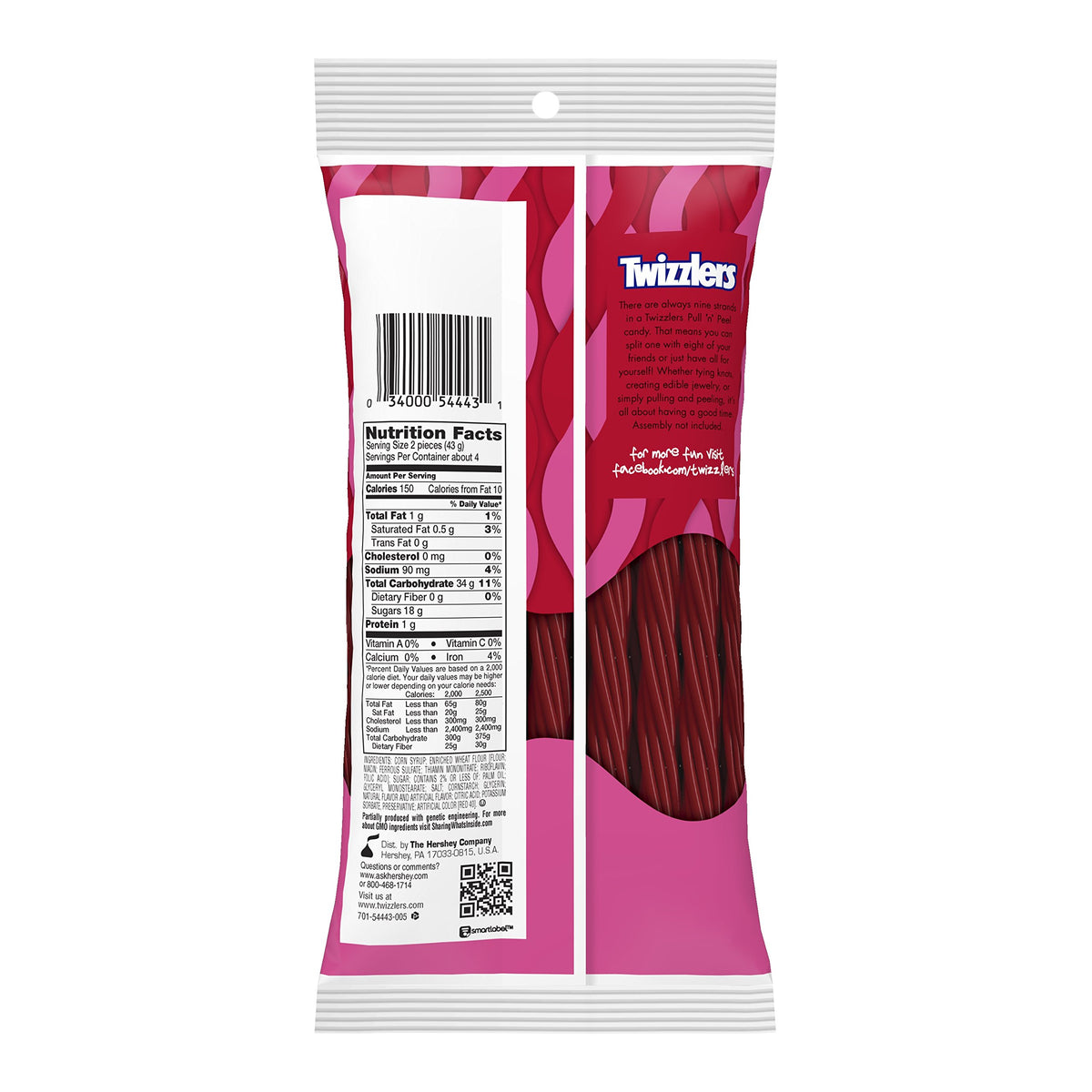 Pull 'n' Peel Licorice Candy by Twizzlers – 6.1 Ounce (Pack of 1), Red, Model T012