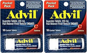 2 Pack of Pocket Pack Pain Reliever / Fever Reducer Ibuprofen 200mg - 10 Coated Tablets PER Pack (20 Tablets Total) by Advil – 10 Count (Pack of 2), Model sample_sku_34527