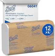 Scott Professional C-Fold Paper Hand Towels, Bulk, 12 x 200 Sheets (06041) | Universal, Standard Tier, Low Wet Strength, White, Compatible with Universal Folded Towel Dispensers