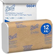 Scott Professional C-Fold Paper Hand Towels, Bulk, 12 x 200 Sheets (06041) | Universal, Standard Tier, Low Wet Strength, White, Compatible with Universal Folded Towel Dispensers