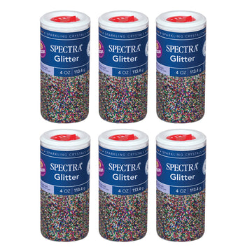 Glitter, Multi-Color, 4 oz. Per Jar, 6 Jars by SPECTRA – Plastic, Multi, Pack of 6, Model PAC91690-6