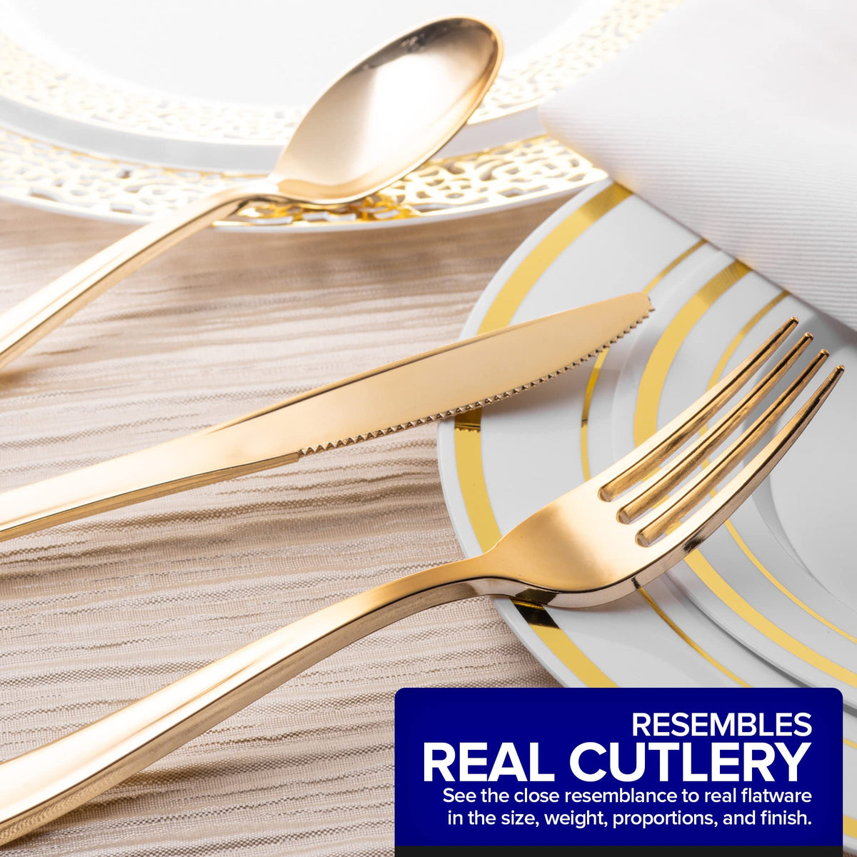Stock Your Home 1800 / 75 Pack Pack of 24 / Gold Dinnerware
