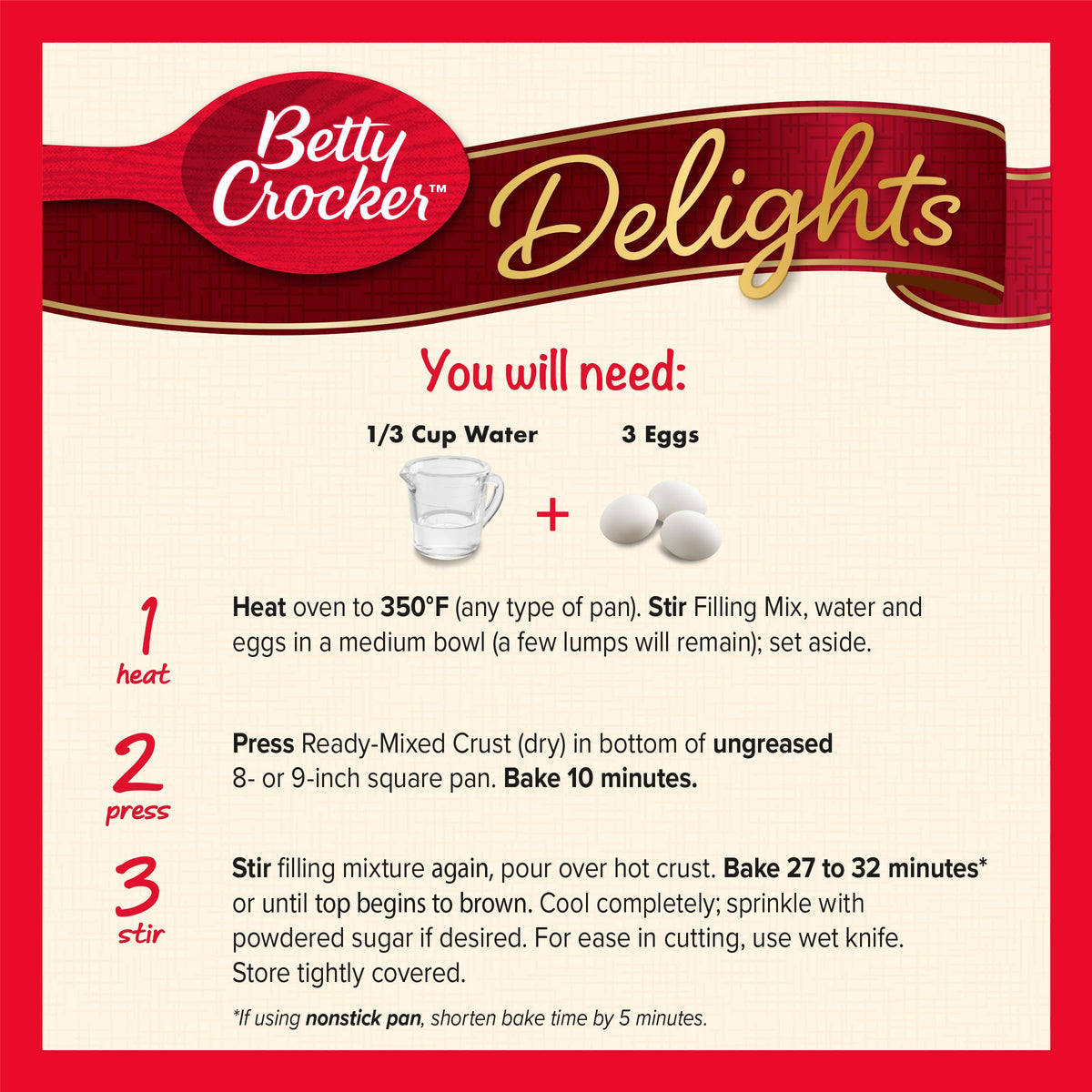 Delights Supreme Lemon Bars Mix by Betty Crocker – 16.5 Ounce (Pack of 1), Model 016000350700