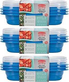 Rubbermaid TakeAlongs Sandwich Food Storage Containers, 3.7 Cup, 3 Pack, Blue