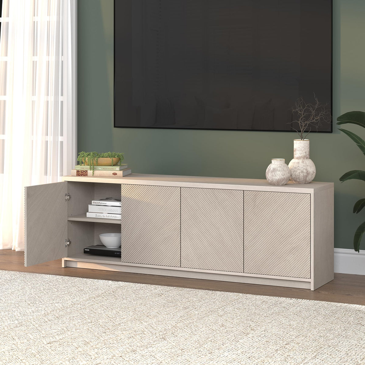 Henn&Hart Rich Brown / 70" Wide / Modern Television Stands & Entertainment Centers