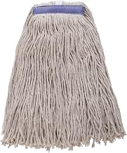 Winco 24 oz White Commercial Poly-Cotton Blend Mop Head, Cut End | Great for Floor Cleaning, Kitchen Floors, Dining Areas and Facility Care