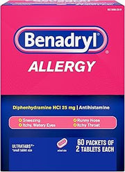 Benadryl Allergy Relief Ultratabs, Diphenhydramine HCl, 60x1 ct