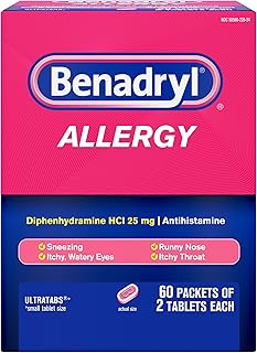 Benadryl Allergy Relief Ultratabs, Diphenhydramine HCl, 60x1 ct