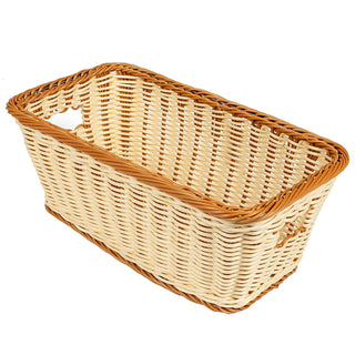 Rectangular Polyweave Bread Roll Serving Basket by GET – Polypropylene, Beige/Brown, Model WB-1520-TT