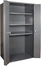Durham Heavy Duty Welded 14 Gauge Steel Bi-Fold Door Cabinet, 3950-3S-95, 900 lbs Capacity, 18" Length x 36" Width x 72" Height, 3 Shelves