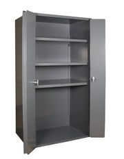 Heavy Duty Welded 14 Gauge Steel Bi-Fold Door Cabinet by Durham – One Size, Alloy Steel, Grey, Model 3950-3S-95