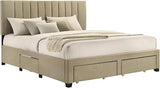 Coaster Home Furnishings - Wheatland - Wood - Platform Storage Bed with Four Drawers, Foam Padding and Vertical Channeled Tufting - Bedroom - Eastern King Size - Light Brown - 316010KE