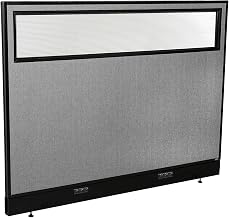 Global Industrial 60-1/4"W x 46" H Electric Office Partition Panel with Partial Window, Gray