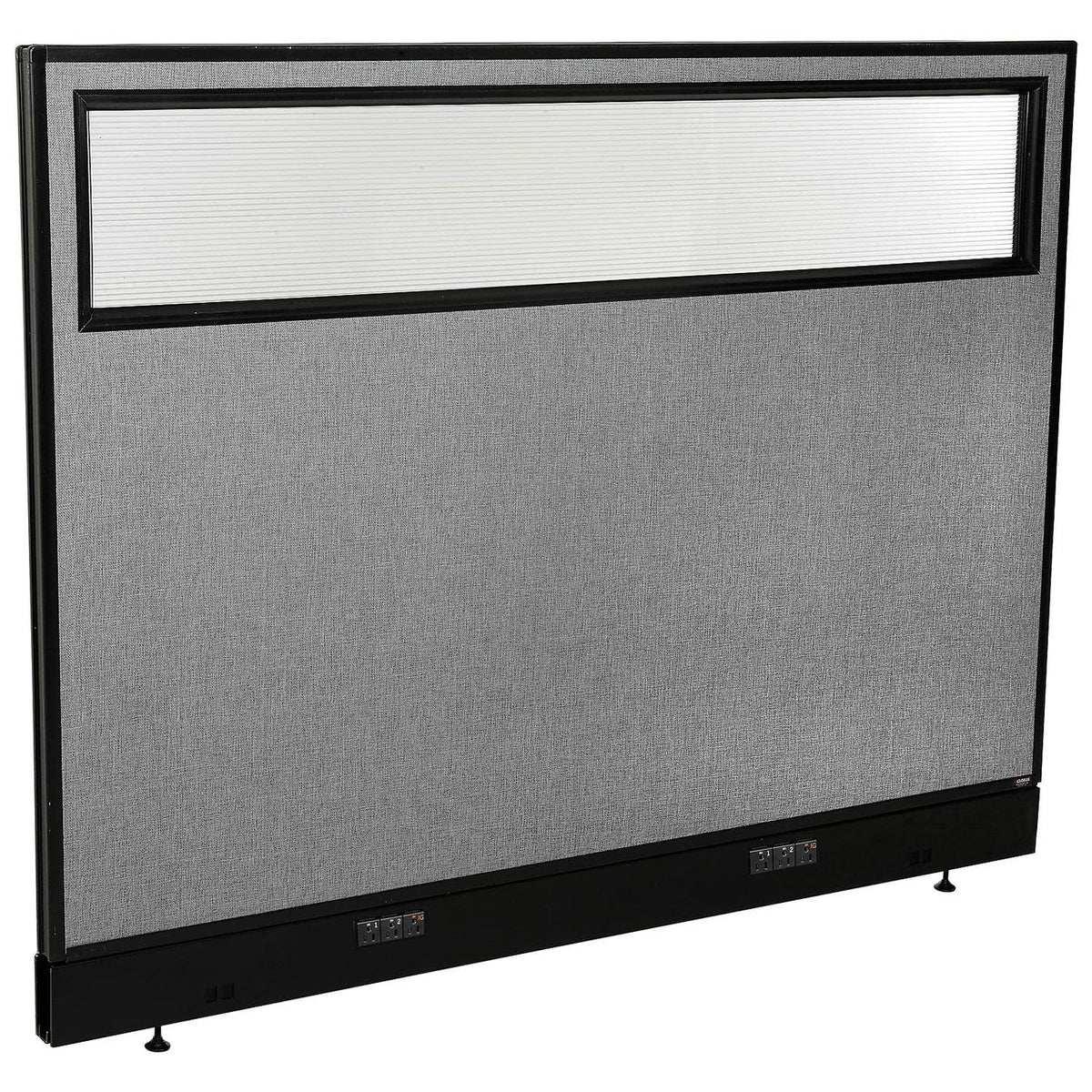 60-1/4"W x 46" H Electric Office Partition Panel with Partial Window by Global Industrial – Alloy Steel, Grey, Model 694756WEGY